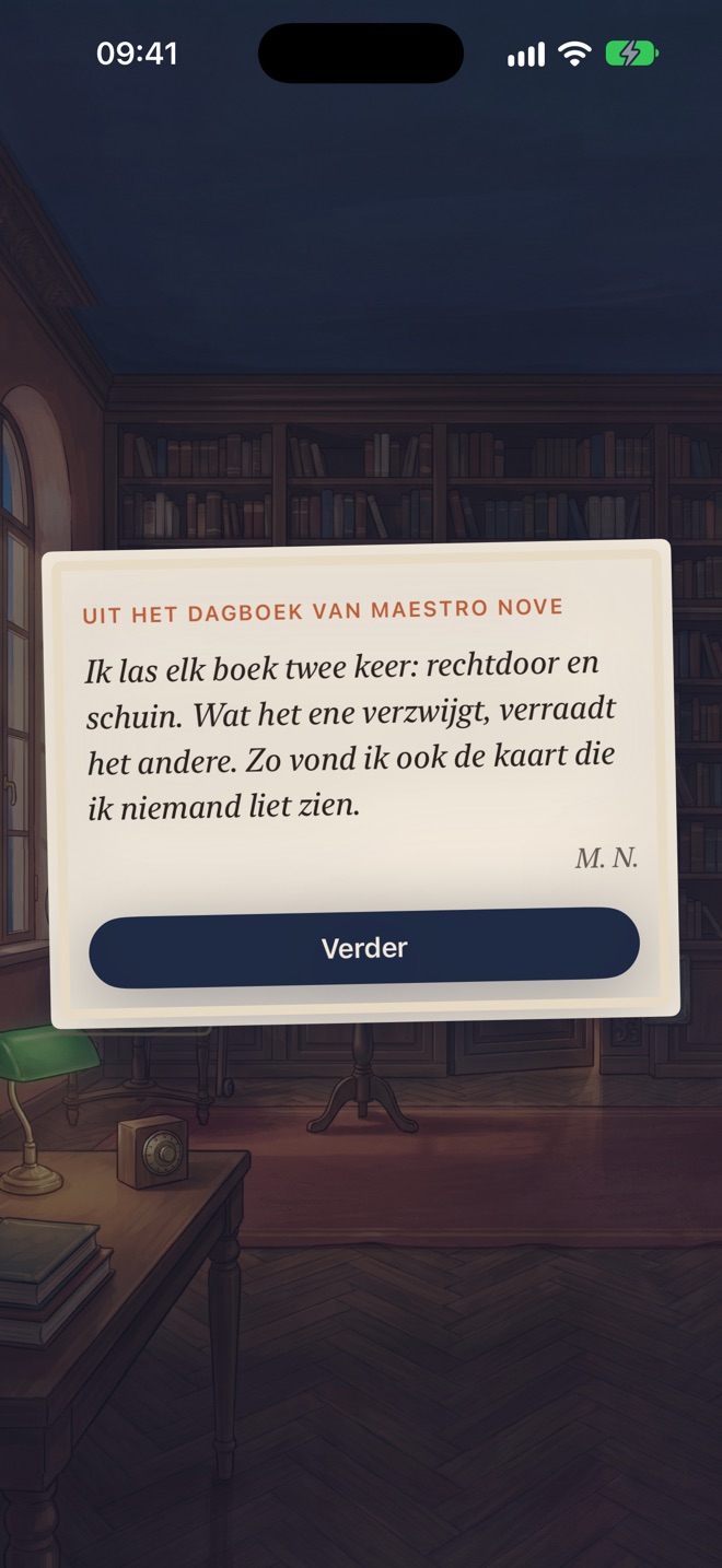 Een pagina uit het dagboek van Maestro Nove in de bibliotheek.